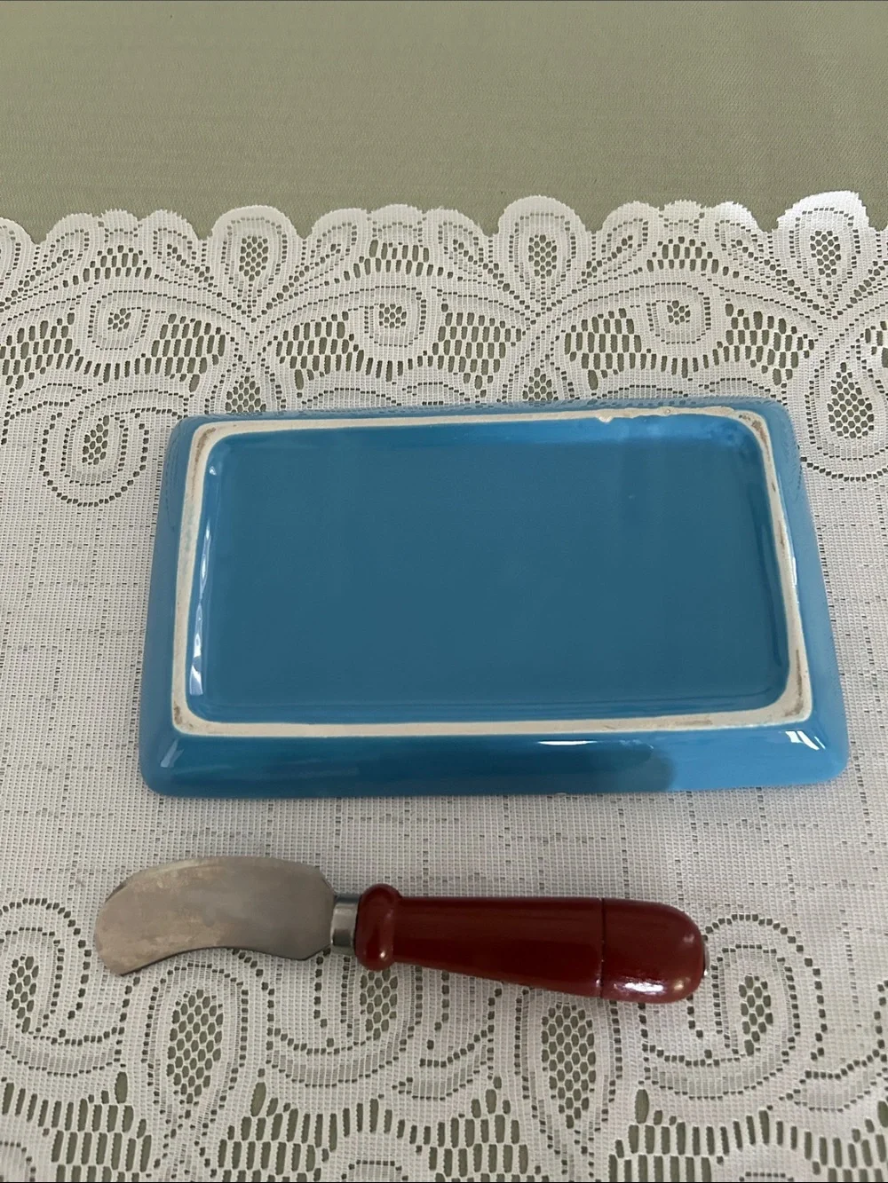 Blueberry Motif Ceramic Butter Dish with Blue Base 8x5 in few call outs - Picture 8 of 11